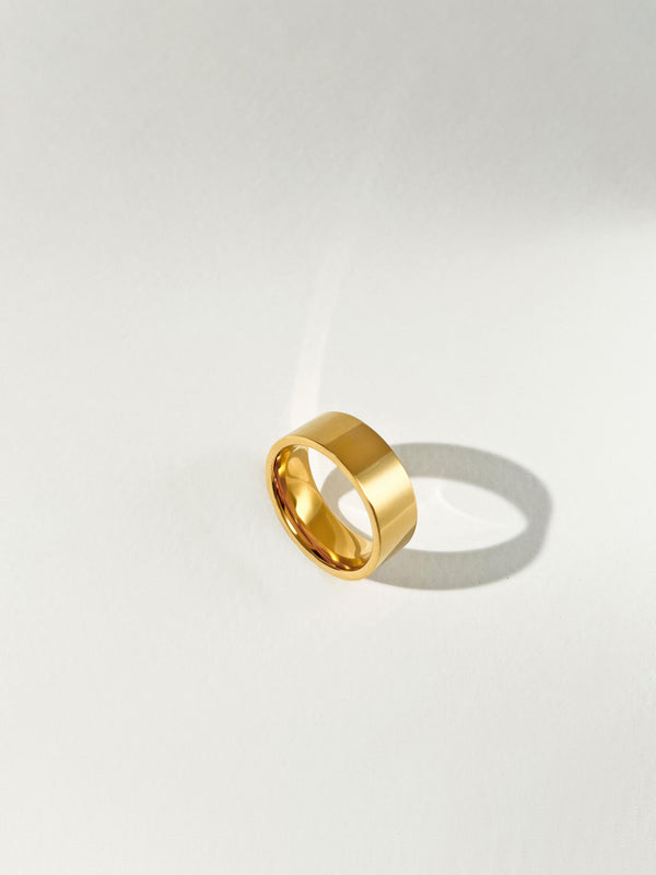 Amber - Chunky Plain Flat Band Ring (8MM)