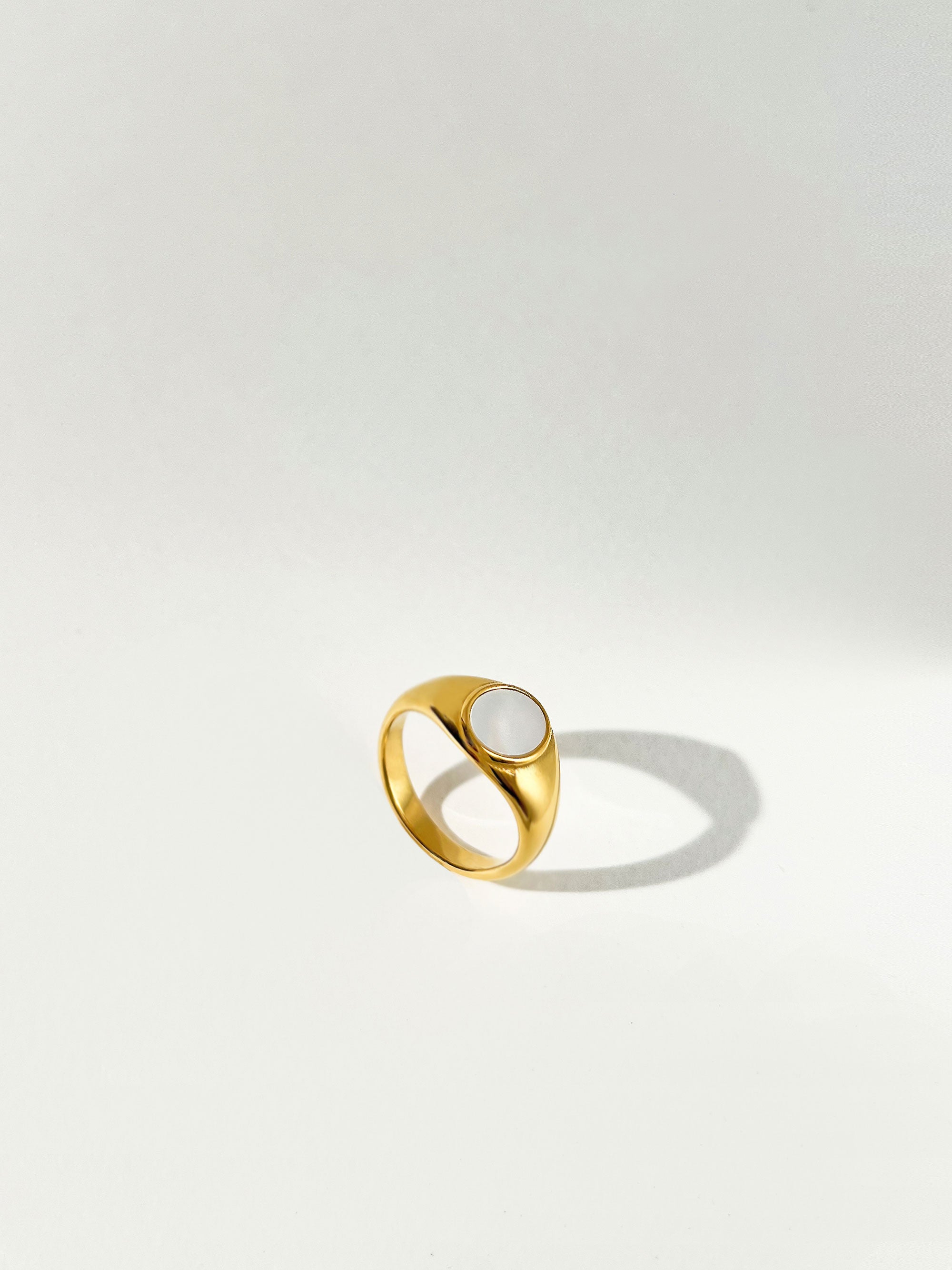 Oval Natural Shell Ring White | OSKER Jewellery Online