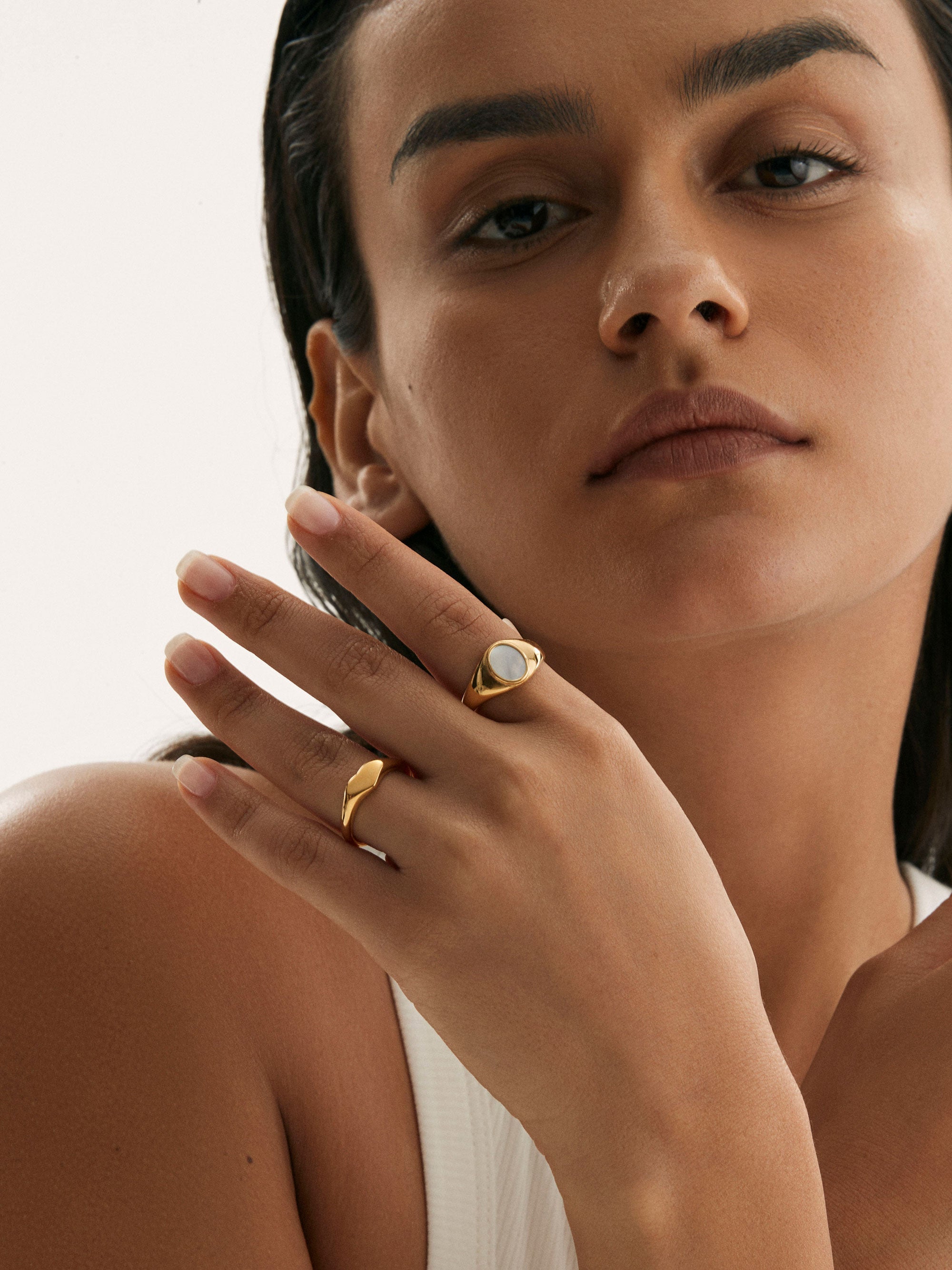 Oval Natural Shell Ring White | OSKER Jewellery Online