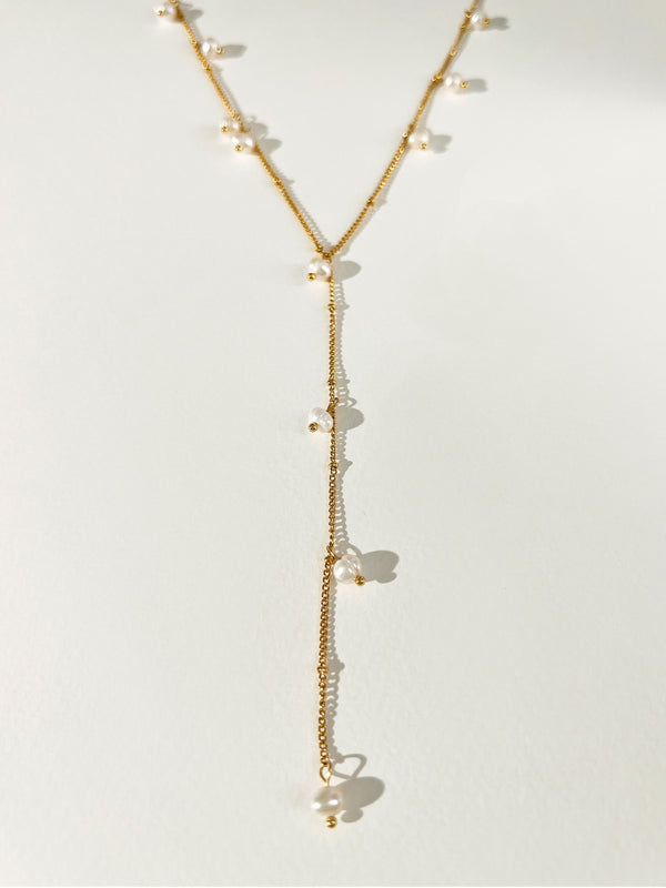 Audrey - Freshwater Pearl Multi Charms Y Necklace