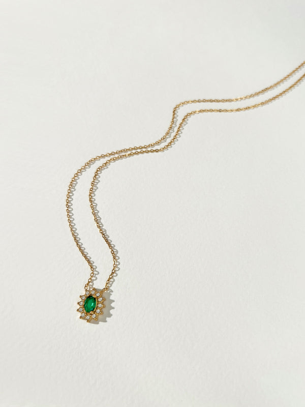 Connection - Flower Zircon Charm Necklace (Emerald)