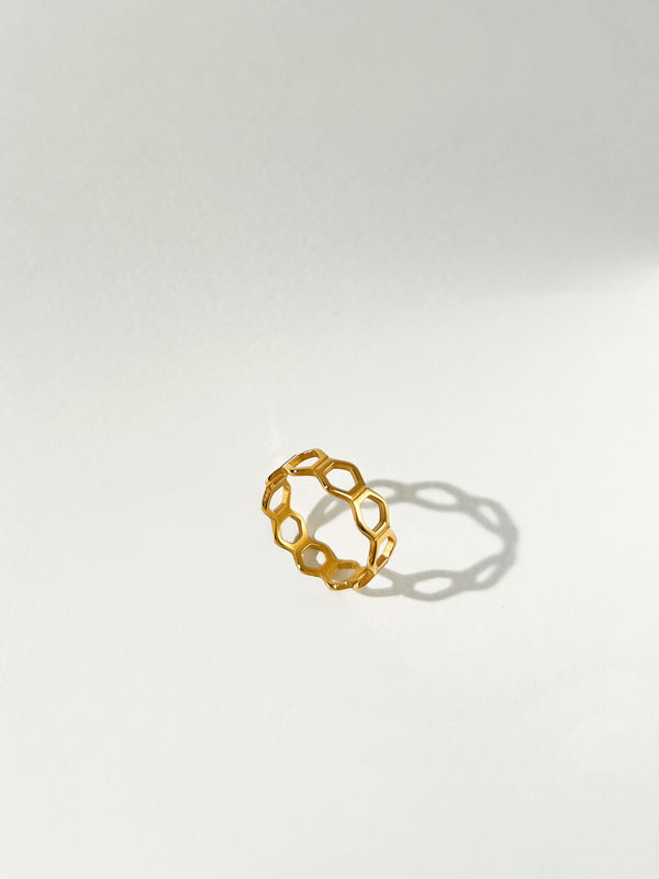 Daisies - Hexagon Cut-Out Ring