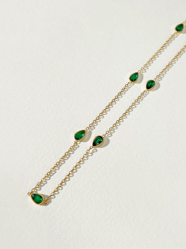 Evelynn - Teardrop Zircon Multi Charms Necklace (Emerald)
