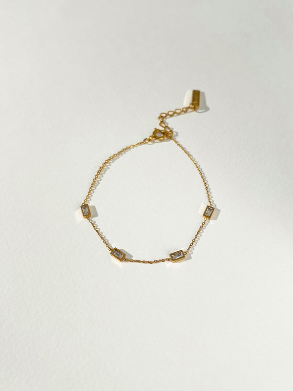 Honour - Rectangle Zircon Charms Bracelet (Clear)