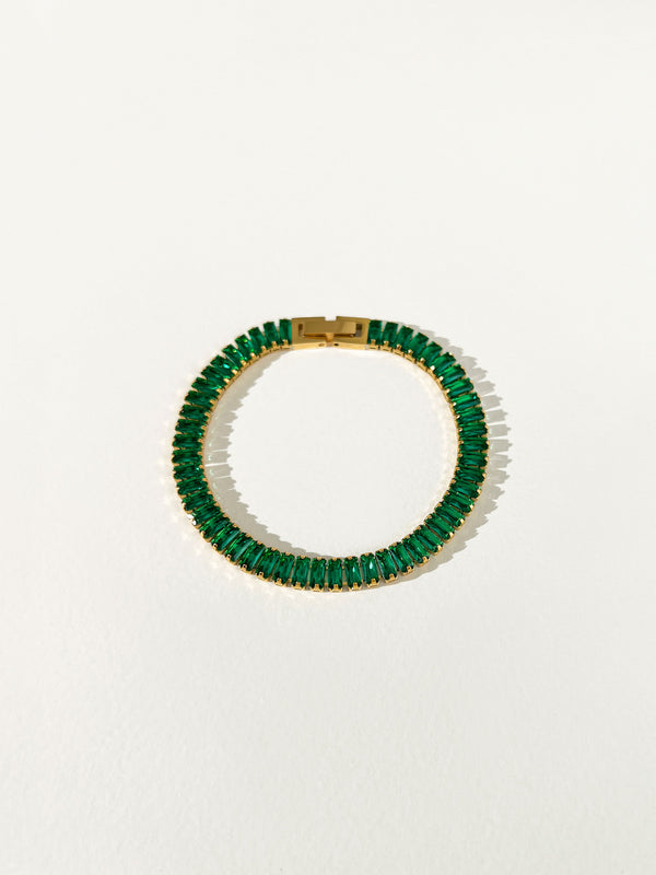 Illusion - Rectangle Zircon Tennis Bracelet (Emerald)
