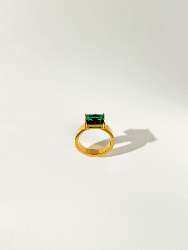 Incantation - Chunky Rectangle Zircon Ring (Emerald)