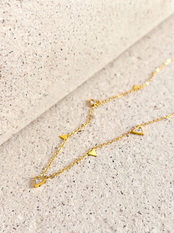 Nirvana - Triangle Zircon Multi Charms Necklace (Clear)