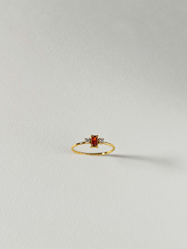 Passion - Cluster Rectangle Zircon Ring (Ruby Red)