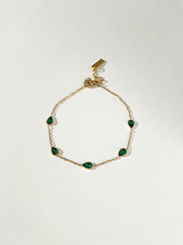 Potential - Teardrop Zircon Charms Bracelet (Emerald)