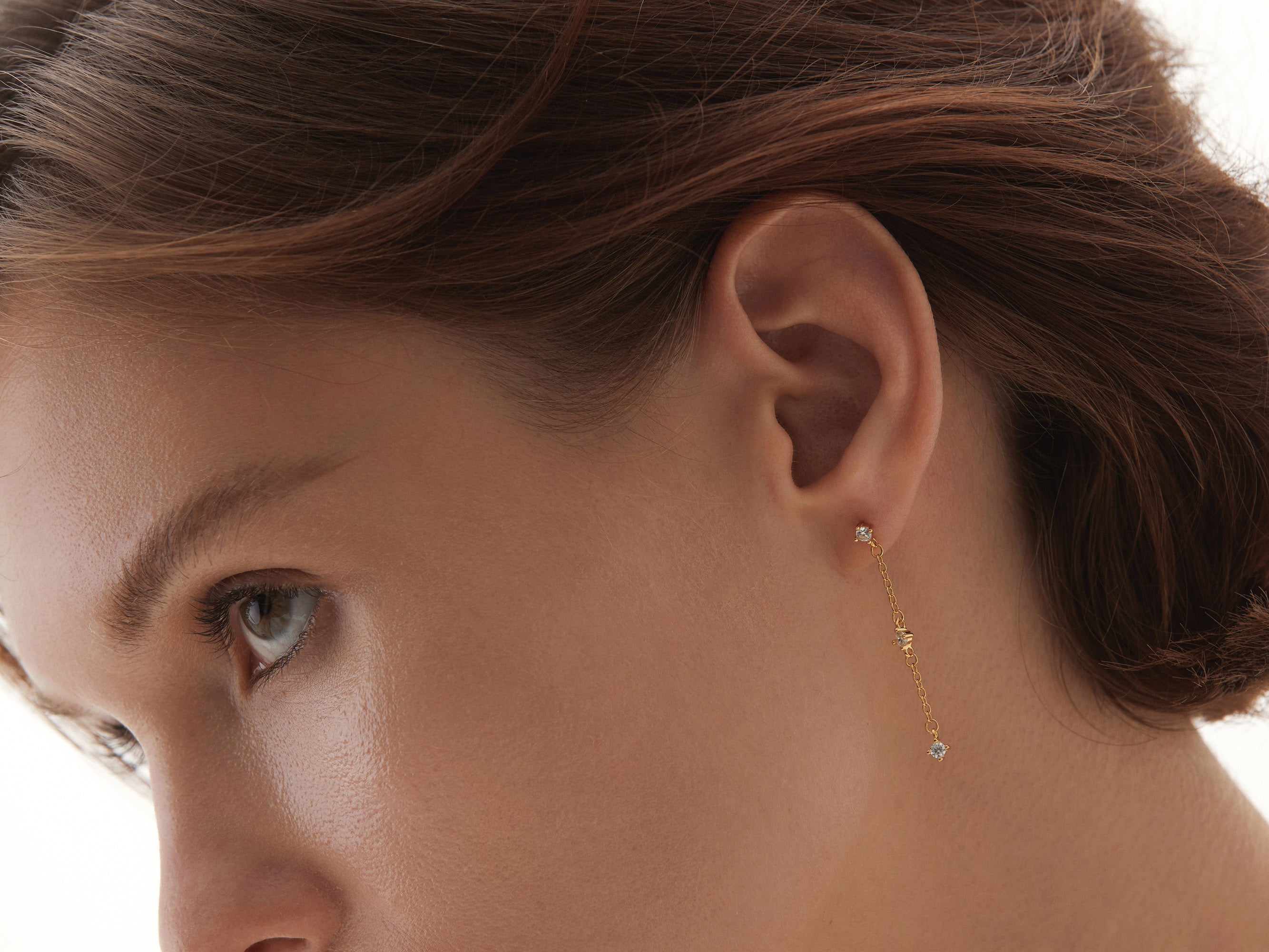 Zircon Chain Drop Huggies | OSKER Jewellery Online