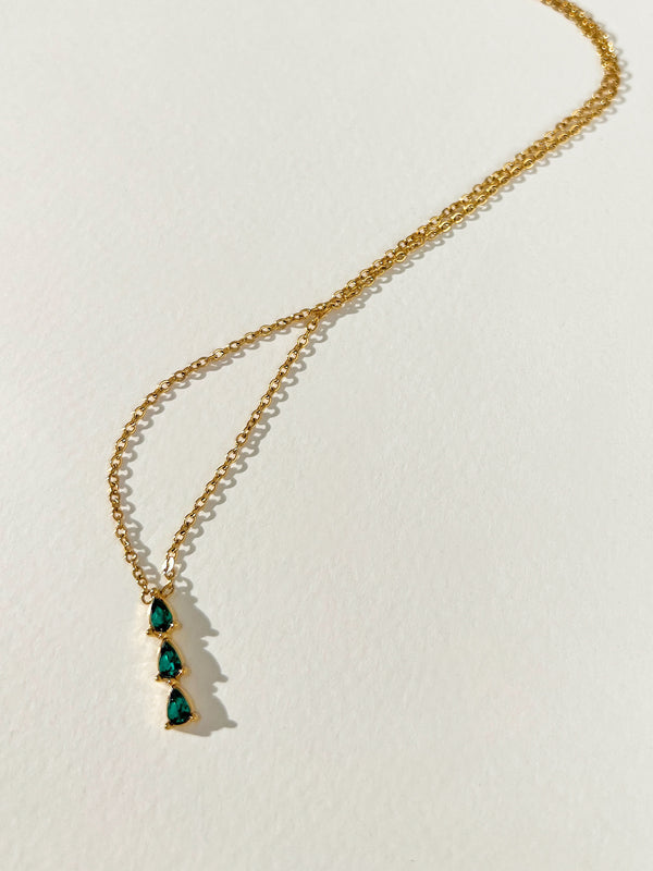 Triumph - Teardrops Zircon Charm Necklace (Emerald)