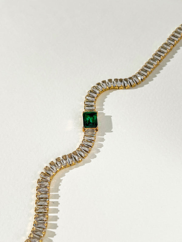Ultimate - Rectangle Zircon Tennis Bracelet W/ Centre Stone (Emerald)