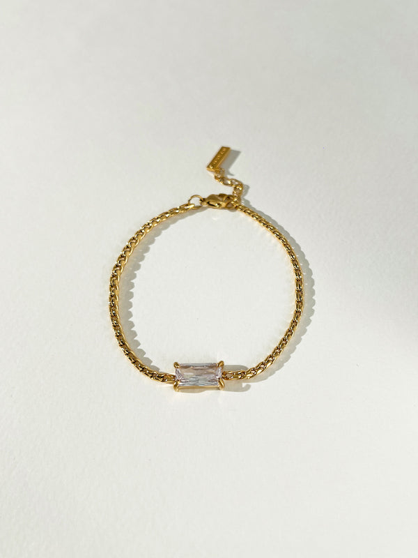 Valley - Rectangle Zircon Chain Bracelet (Clear)