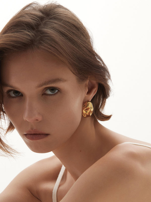 Wonderland - Chunky Oval Textured Dome Earrings (Large)