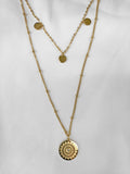 Amsterdam Double Chain w/ Circular Charms Necklace