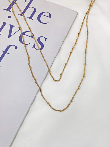 Audrey Double Chain w/ Sphere Details Necklace