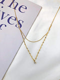 Together Double Layered Fine Chain w/ Zircon Necklace