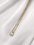 Juliet Square Pendant w/ Pearl Detailing Necklace