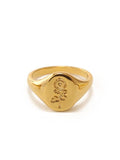 Monica Signet Style w/ Flower Engraving Ring