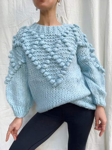 Happen With Poetry Cable Knit Jumper in Baby Blue