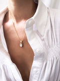 Aspen Fine Chain w/ Square Pearl Detail Charm Necklace