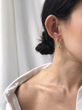 Wondering Textured Huggie w/ Zircon Detailing Earrings